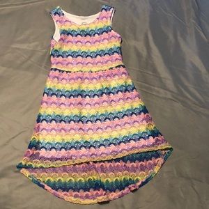 EUC Knit style dress with slip. Rainbow colored